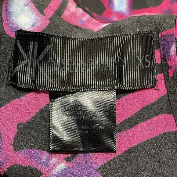 Kardashian Blouse Women Size XS Vneck Peplum Colorful Ruffle Pleat Funky Party - Picture 12 of 12